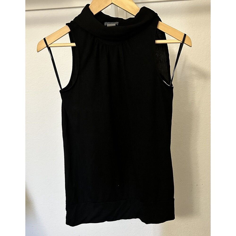 Ann Taylor XS Black High Neck Bow Top with Beads 96% Modal 4% Spandex